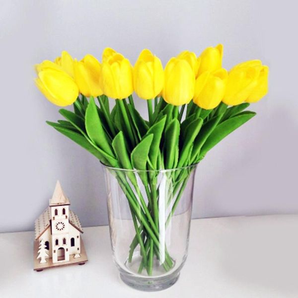 

10pcs artificial flowers tulips simulation pu fake flower bouquet wedding decoration party garden el home decor diy craft decorative & wreat