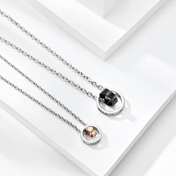 

pendant necklaces stainless steel man women pendants chain for girlfriend husband jewelry creativity gift wholesale, Silver