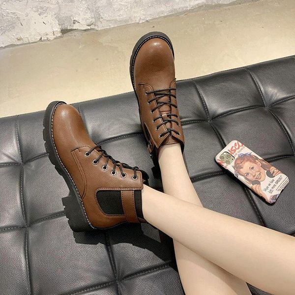 

boots handsome women's british style autumn and winter short plus velvet warm shoes, Black
