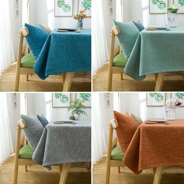 

table cloth linen solid color cotton simple style desk coffee