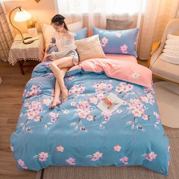 

thickened four piece matted bedding student dormitory single double quilt cover sheet can be three set