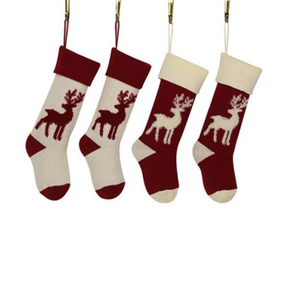 

gift wrap christmas bag elk patterns sock shaped knitted storage decorative tools for candy