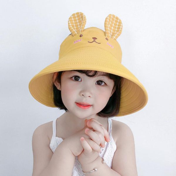 

children's cap cartoon hat summer models sun girls anti-uv outdoor beach camping fishing leisure duck tongue caps & hats, Yellow