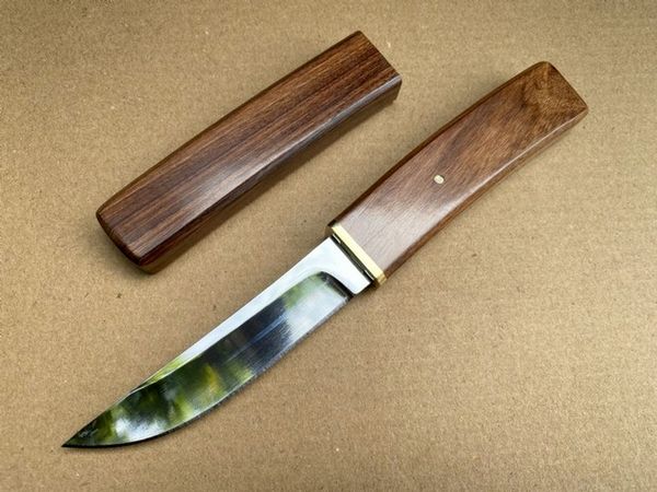 Brave Samurai Couteau à lame fixe droite Poli D2 Lame Acide Manche en bois Tactique Poche Chasse Pêche EDC Outil de survie Couteaux a3873