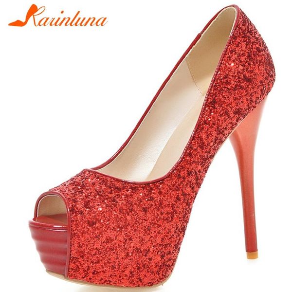

dress shoes karin ladies super high thin heels pumps spring platform evening women fashion party glitters woman, Black