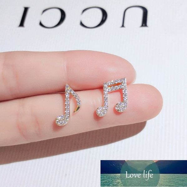 Trendy 14K Real Gold Musical Nota Brincos Para As Mulheres Acessórios Moda Coreana Original Jóias S925 Silver Agulha Shiny Zircon Preço de fábrica