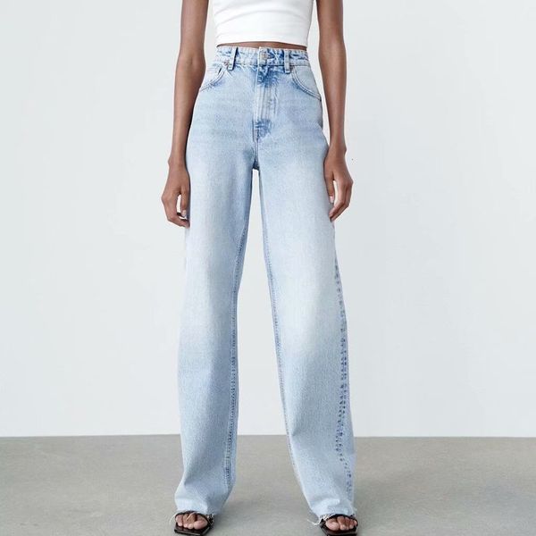 

women's jeans za women start autumn jeans baggy legs, vintage fashion zipper high waist women's ankle pants m61l, Blue