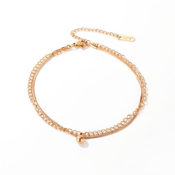 

fashion 2021 jewelry ladies titanium steel anklet simple round bead pendant anklet womens factory outlet wholesale, Red;blue