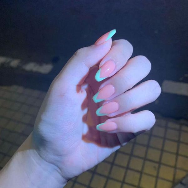 

24pcs french detachable false nails ballerina wearable fake women fashion full cover nail tips press on artificial art kits