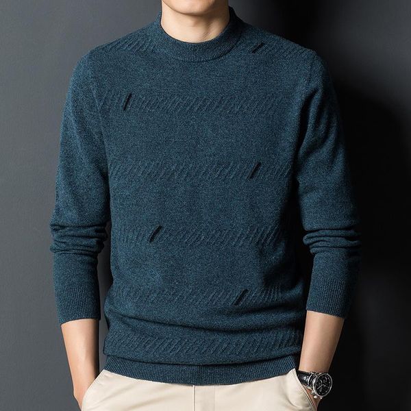 

men's sweaters autumn and winter cashmere sweater 100% wool with knitted bottom shirt, White;black