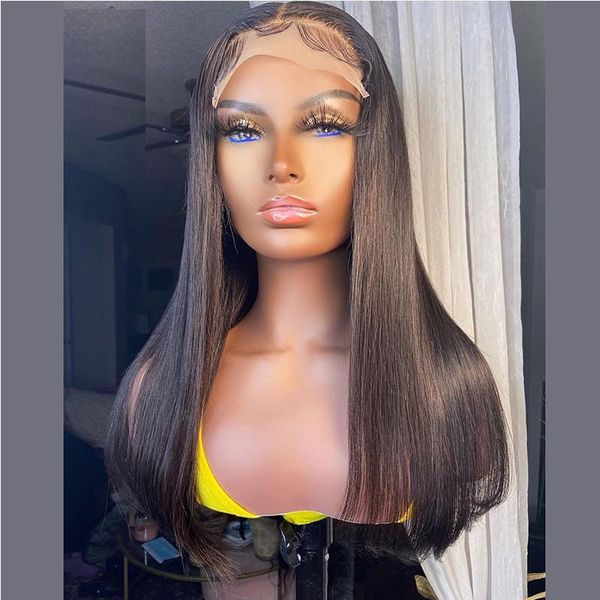 

synthetic wigs silky straight lace front wig with baby hair natural black color cosplay hairline for women glueless