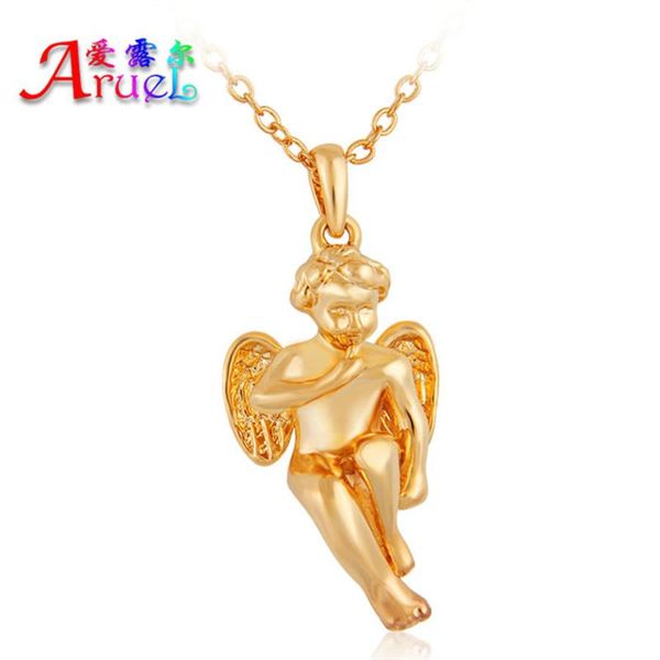 

pendant necklaces classic gold color chain angel necklace kids men fashion jewelry cupid lover women valentine's gift, Silver