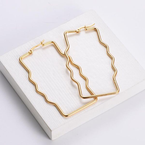 

hoop & huggie water ripple ear cord earrings unique style gold color earring fashion jewelry wedding wholesale accessories, Golden;silver