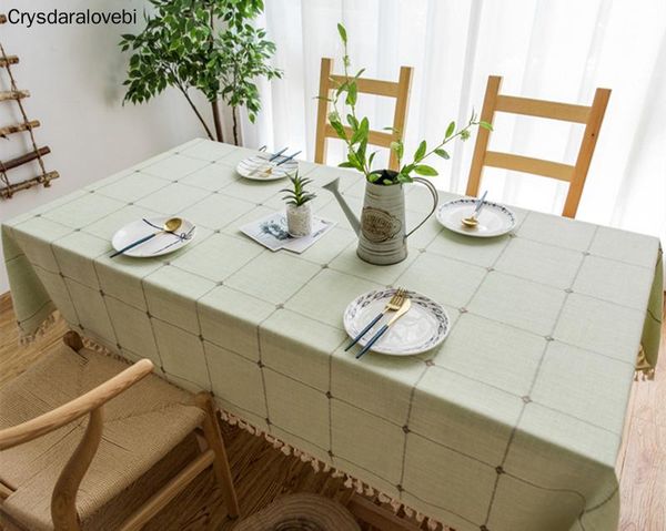 

table cloth plaid solid decorative linen tablecloth with tassels waterproof oilproof rectangular wedding dining cover tea