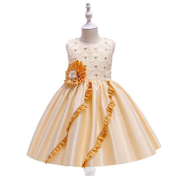 

girls dresses children dress princess girl birthday kids clothes flower party b9017, Red;yellow