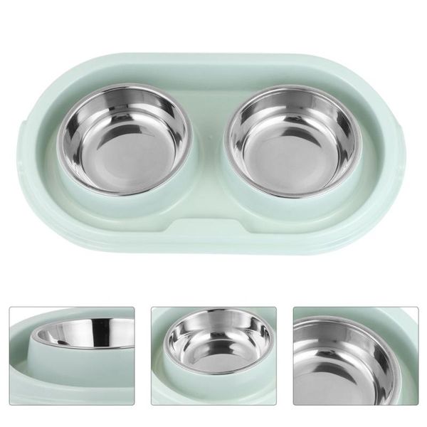 

dog bowls & feeders pet cat water stainless steel bowl feeding dish dual-use feeder
