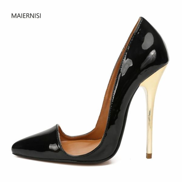 

dress shoes the woman ladies high heels wedding 14cm thin heel 9-18 19super large code maiernisi, Black