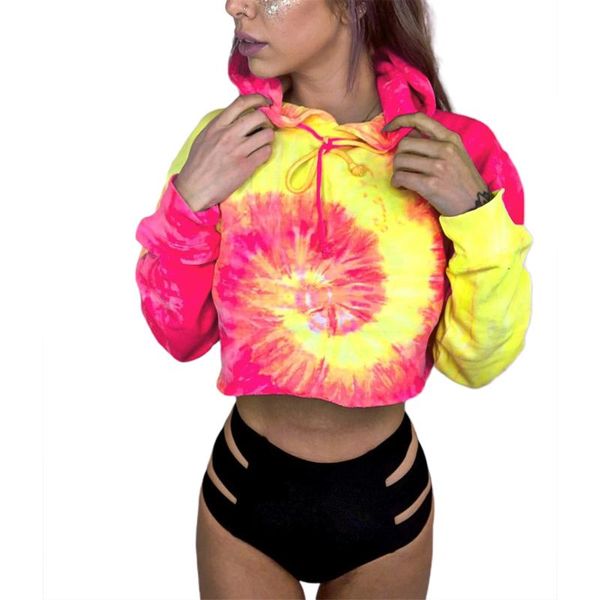 

women's hoodies & sweatshirts tie dye hoodie sweatshirt women long sleeve drawstring casual pullover streetwear club top, Black