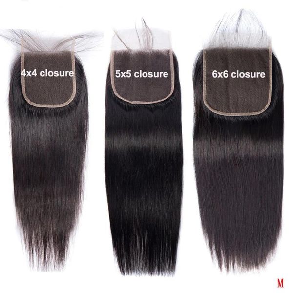 

hair closure a&r peruvian straight 4x4 5x5 6x6 lace with baby swiss 100% remy human 613 pre plucked, Black