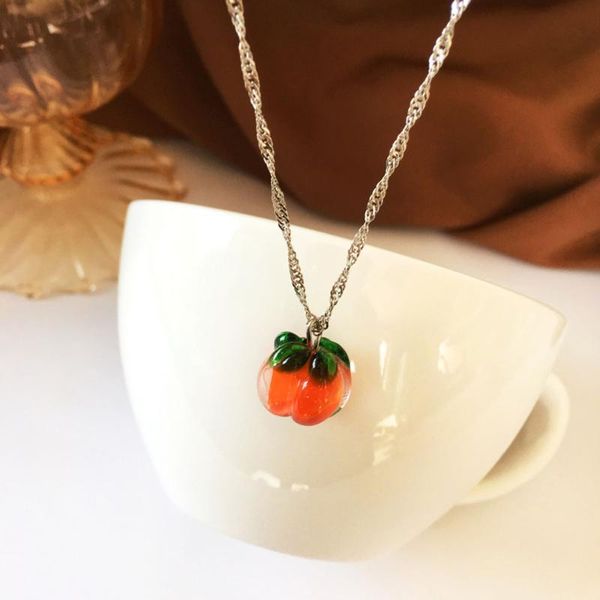 

chains creative design little persimmon shape necklace women fashion personality of fine jewelry, Silver
