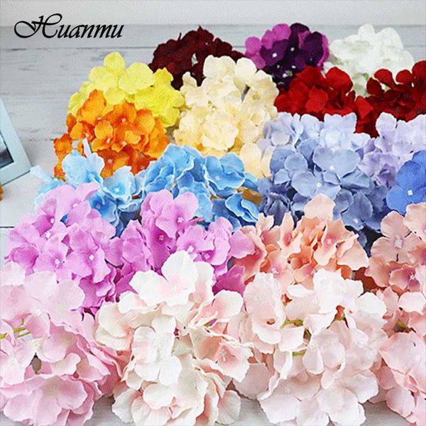 1pc Hordrangea Blumenköpfe Seide Künstliche Blumen Hochzeit Home Party Hintergrund DIY Dekoration Paneel Wandkranz versorgen dekorative Kranz