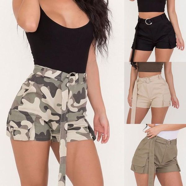 

women's shorts 039 camouflage women army basketball sport tactical jogger military casual straight belt high waist streetwear, White;black