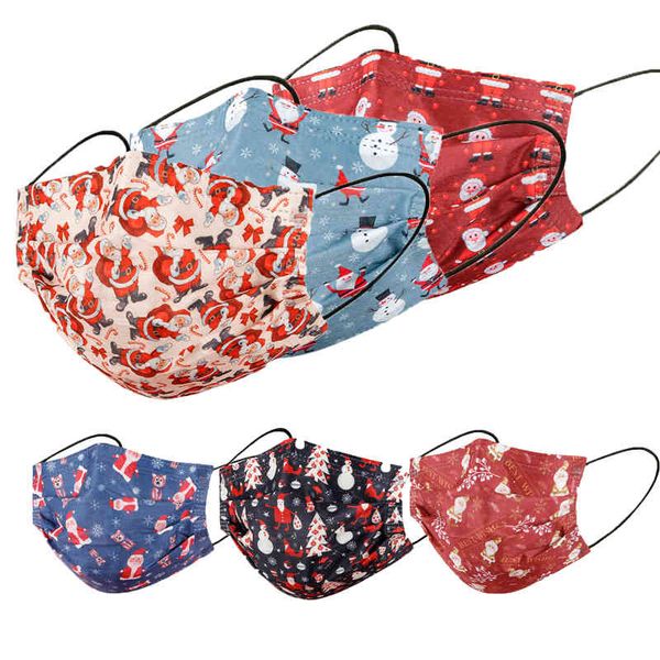 

designer christmas party disposable face masks non-woven cartoon santa claus facemask 3ply earhook bandage dust-proof masque cover top