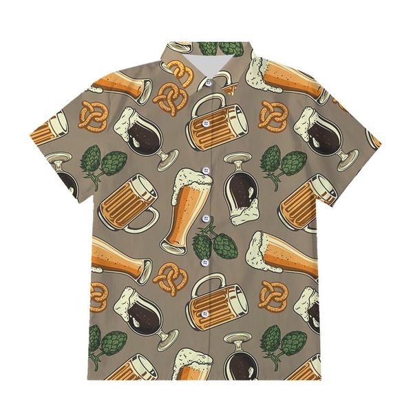 

eu size 3d printed beer button shirts men's summer cheers short sleeve hip hop harajuku man drop casual, White;black