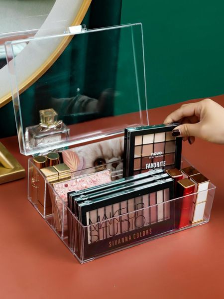 

storage boxes & bins eyeshadow palette organizer powder cake box makeup tools holder compartment transparent plastic drawer