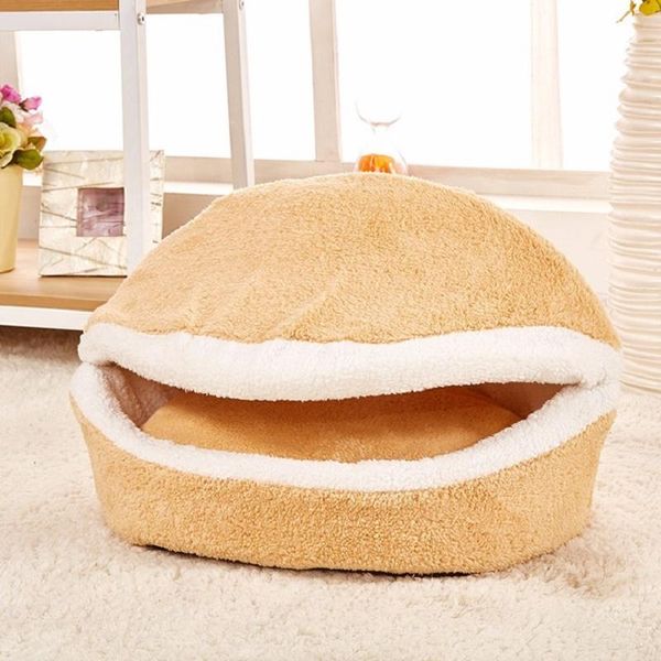 

hamburger dog kennel house warm for small medium large dogs removable winter bed mat sofa shell hiding burger pet cat kennels & pens