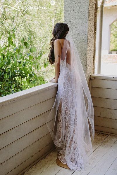 

bridal veils fashion chaple veil one layer wedding plain tulle cut edge simple accessories, Black