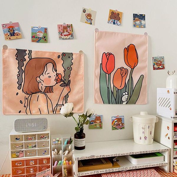 

tapestries ins korean style girl heart room decoration background cloth net red live po dormitory bedroom wall layout hanging