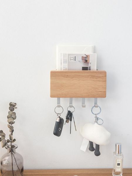 

hooks & rails rubber wood sticky hook punch-strong viscose seamless wall hanger exquisite and durable coat rack entrance key