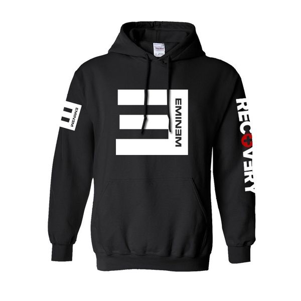 

popular men's singer eminem letter theme printed hoodie, Black