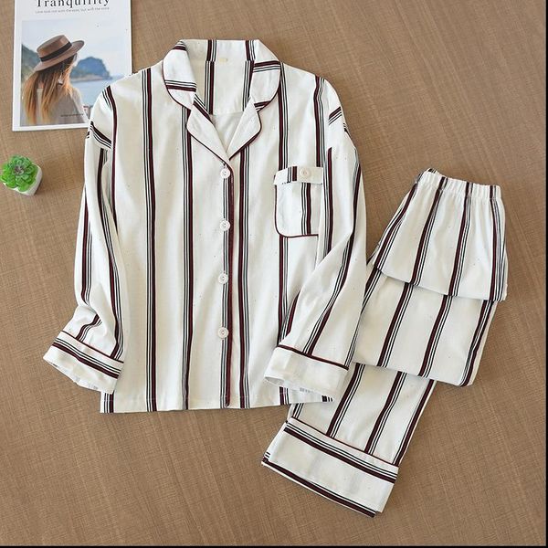 

nightwear cotton casual striped women sleepwear spring autumn long sleeve pockets pajamas for soft homewear, Black;red