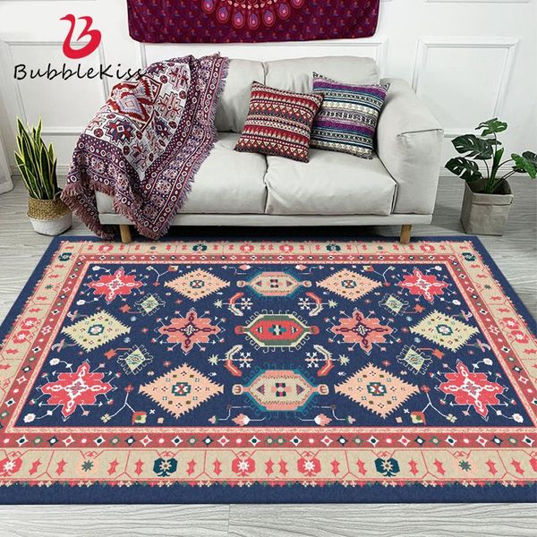 

carpets bubble kiss european retro ethnic style carpet blue geometric print pattern rugs for living room anti-wrinkle study
