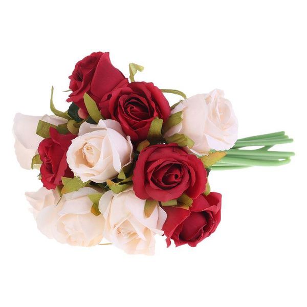 

decorative flowers & wreaths 12 heads simulation artificial rose flower silk bouquet wedding party home decor h4gd