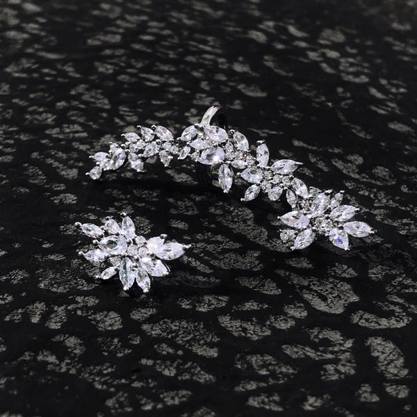 

s925 pure silver spark earbone back clip olive leaf earrings personality fashion temperament design luxury brand monaco jewelry