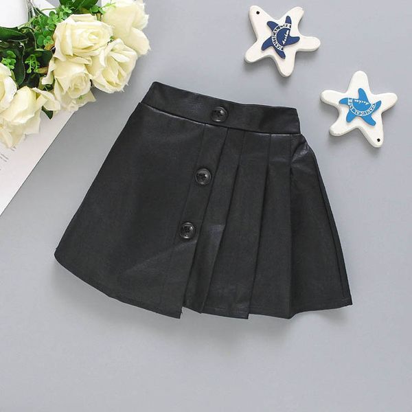 

girls skirts children clothes kids clothing autumn baby pu leather pleated short skirt dress b8119, Blue