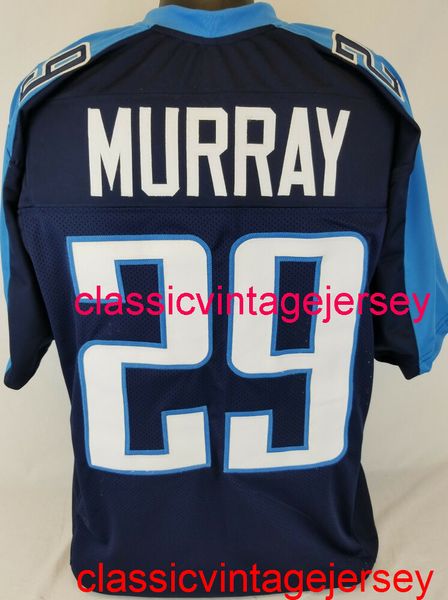 Gestikte heren dames jeugd Demarco Murray op maat genaaid blauw voetbalshirt borduurwerk op maat elk naamnummer XS-5XL 6XL