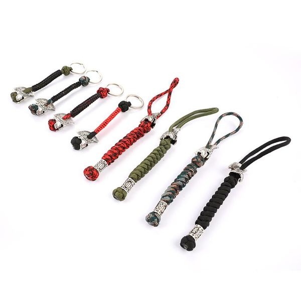 

outdoor gadgets 1 pc rune bead lanyard keychain survival paracord rope warrior jewelry handmade car key knife keyring