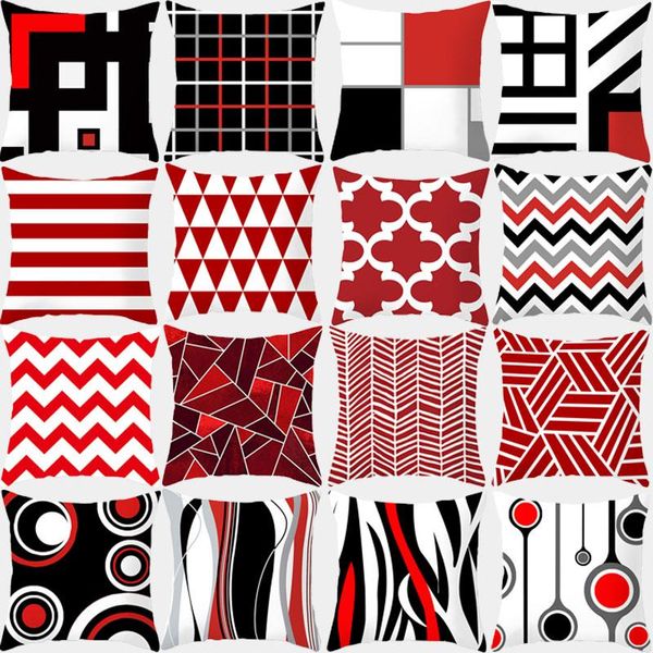 

cushion/decorative pillow red cushion cover 45x45 pillowcase geometry decorative sofa cushions polyester pillowcover home decortion cases