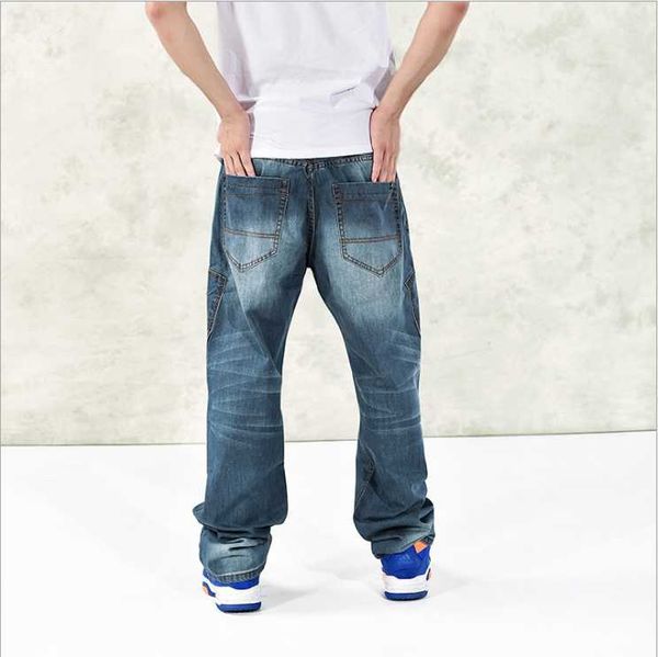 

men's jeans internet celebrity models trend autumn and winter loose plus fat hip hop size skateboard pants 12, Blue