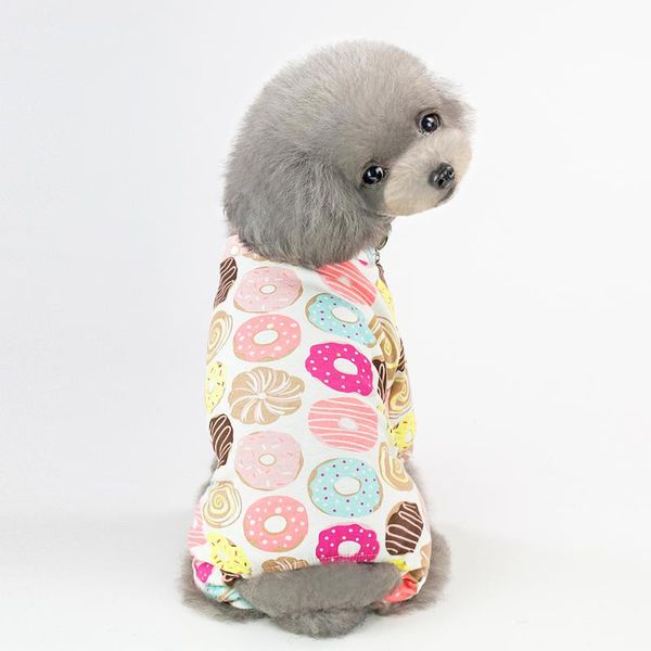 

dog apparel casual cotton pajamas coat small dogs puppy cats jumpsuit with donut pattern pet drop