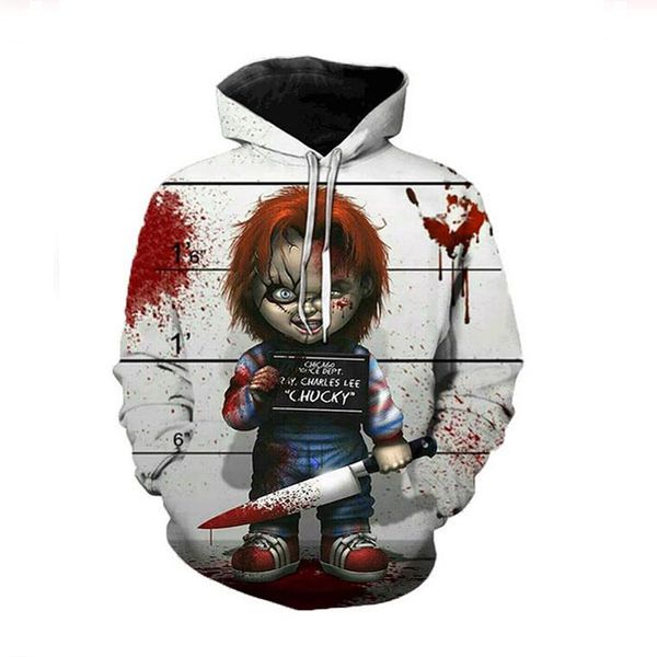 

new fashion man women designer perfect harajuku style horror movie chucky 3d print long sleeve hoodies casual sportswear kf06, Black