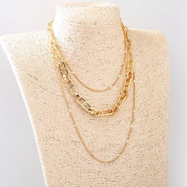 

chains women's gold necklace multi layer thick metal chain punk hip-hop choker for women simple jewelry street party accessory, Silver