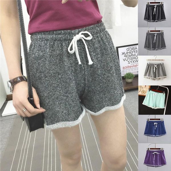 

women's shorts 2021 summer road women elastic waist short all-match loose solid soft cotton casual femme high denim, White;black