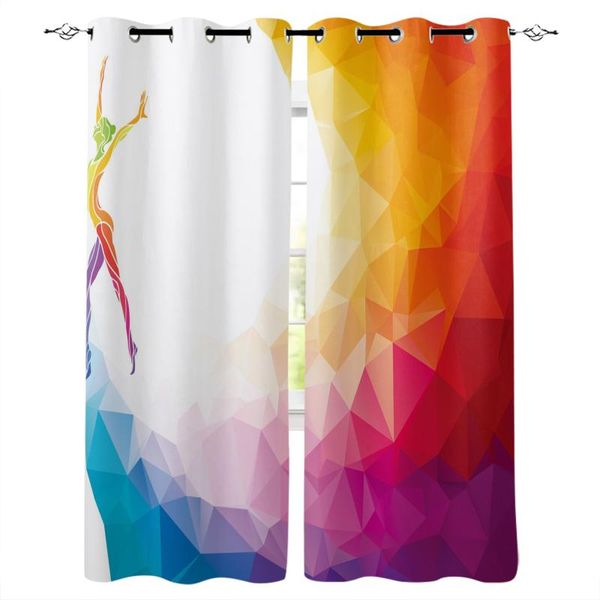 

woman art dance red purple body long legs square curtains for living room bedroom home supplies ready-made window curtain & drapes