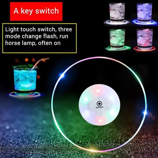 

mats & pads luminous cup mat acrylic crystal ultra-thin led light cocktail flash bar bartender lighting base lamp
