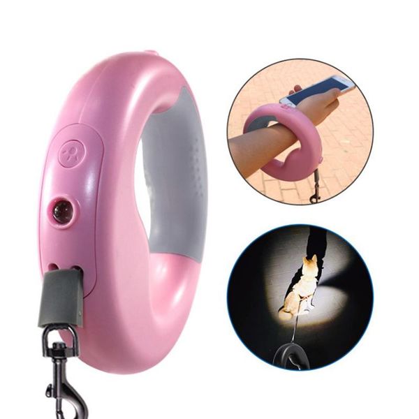 

dog collars & leashes pet retractable leash led automatic walker 3 meters flat rope for lazy small and medium-sized walking